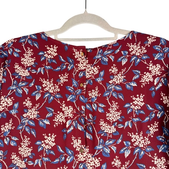 Madewell Button-Back Dress in Antique Flora Size S V-neck Burgundy Lined - Picture 9 of 10